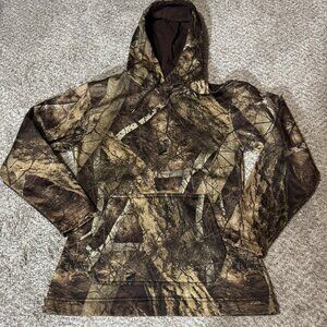 Mount'N Prairie Hoodie Mens Medium Brown Naked North Camo Fleece Lined Hunting